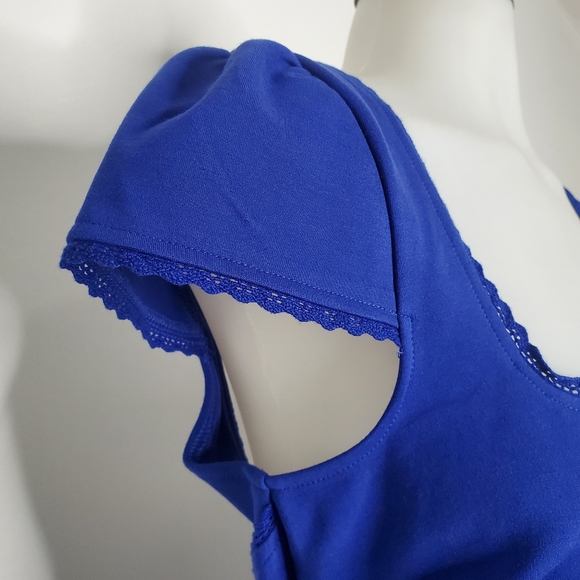 NEW | Lulu's | Blue " Serena " Bodycon Short Sleeve Open Back Dress - Picture 7 of 12